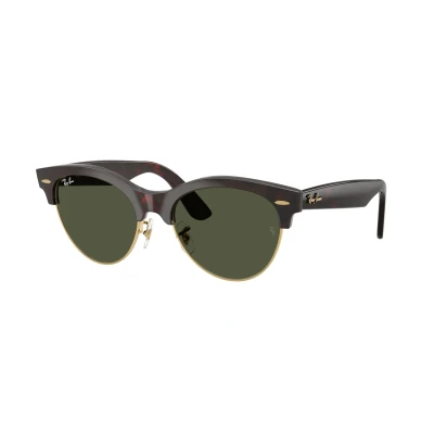 Image of Ray Ban Unisex RB2341 CLUBMASTER WAY 990/31 Sunglasses Acetate Havana Green Squared Normal