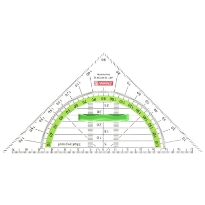 Image of Brunnen Colour Code Piece Geometry Set Square, Office School Square Drawing Drafting Triangle Set, Plastic, Green