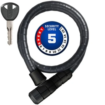 Image of ABUS Microflex 6615K/85 cable lock compact bike for affordable two wheelers and children&#039;s bikes 15 mm security level 5 black