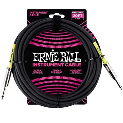Image of Ernie Ball 20 ft Straight/Straight Instrument Cable Black