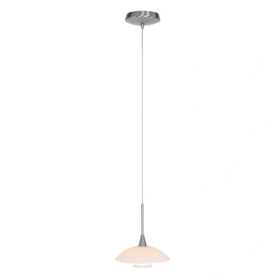 Image of Tallerken Dome Pendant Ceiling Lights Steel Brushed, Glass White Matt, Transparent Matt