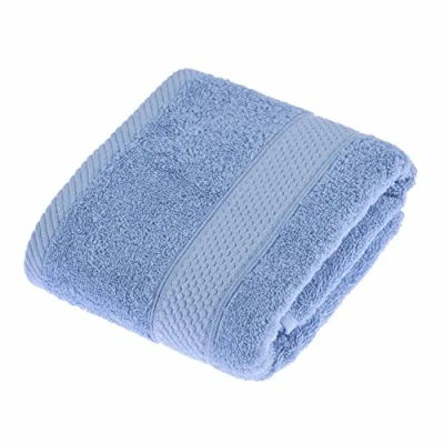 Image of HOMESCAPES Light Blue Turkish Cotton Hand Towel Super Soft Thick &amp; Absorbent 500 GSM Heavy Weight for everyday Luxury