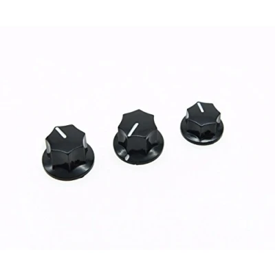 Image of Dopro Set of 3 Black Brass Insert USA Spec 1/4&quot; Jazz J Bass Knobs