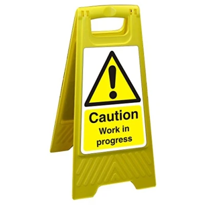 Image of Seco Caution Work in Progress Floor Standing Sign, 300mm x 600mm Polypropylene