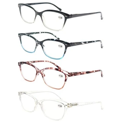 Image of MODFANS Womens Reading Glasses 1.75 4 Pack Stylish Ladies Readers,Comfort Spring Hinge,Light Frame Pattern Fashion Design Pouch Included