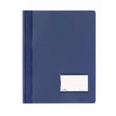 Image of Durable DURALUX A4 Document Folder Dark Blue Made From PVC Extra Wide For Filing Punched Pockets Pack of 25