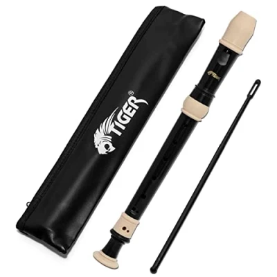 Image of TIGER REC4 BK Three Piece Soprano Descant Recorder English Baroque Fingering Black and Ivory