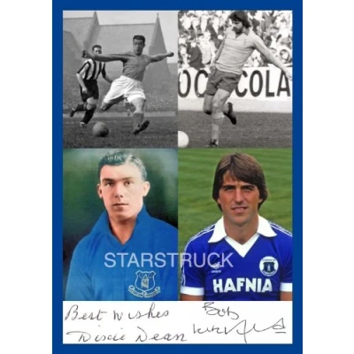 Image of Everton FC legends Dixie Dean &amp; Bob Latchford Signed (Pre Printed) Exclusive A4 Print