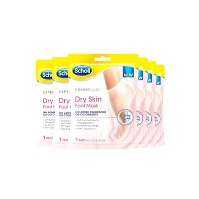 Image of Scholl ExpertCare Dry Skin Foot Mask Nourishing with Coconut Oil, Urea, and Shea Butter 24 Hour Moisture for 6 Pairs of Socks, One Size