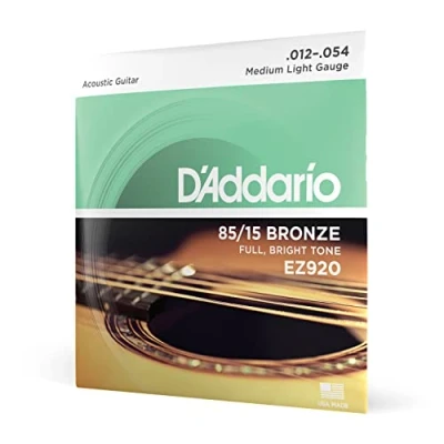 Image of D&#039;Addario Guitar Strings Acoustic 85/15 Bronze For 6 String Full, Bright Tone EZ920 Medium Light, 12 54