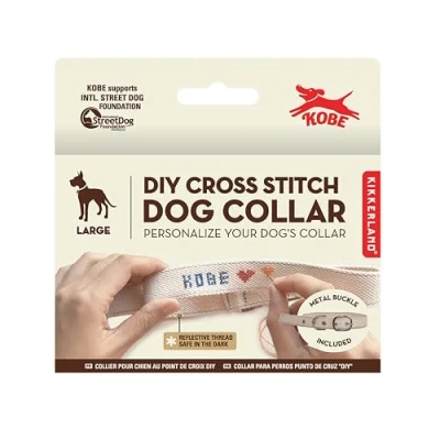 Image of KIKKERLAND DIY Cross Stitch Dog Collar Leash Large White DIG10