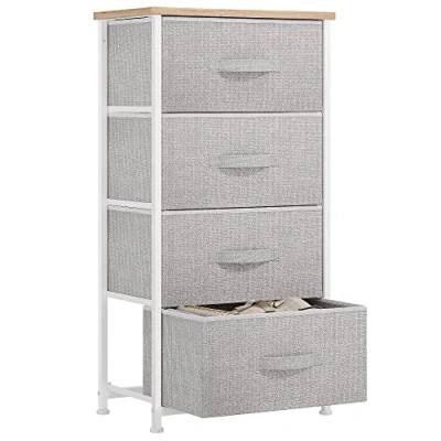Image of YITAHOME Chest of Drawers with 4 Drawers,Bedroom Drawers, Fabric Dresser Wood Top,Drawer storage unit for Bedroom, Living room, Kids room,Light Grey