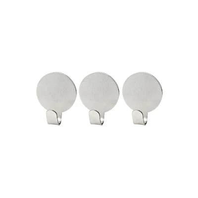 Image of Fackelmann Adhesive Hooks Set Round 1,5x1in 3 Pieces of Stainless Steel, Silver, 3.7 x cm
