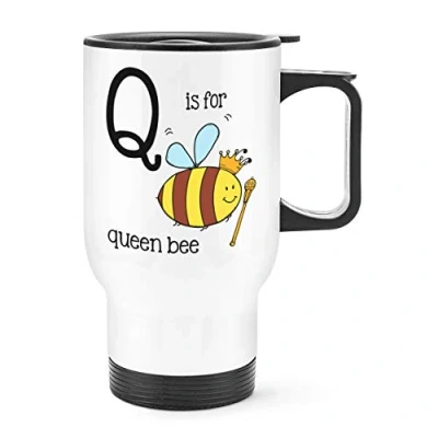 Image of Letter Q is for Queen Bee Travel Mug Cup with Handle