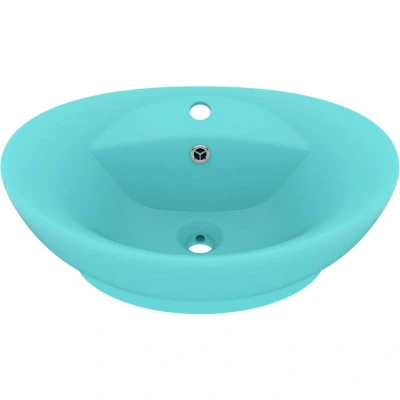 Image of vidaXL Luxury Basin Overflow Oval Matt Light Green 58.5x39 cm Ceramic