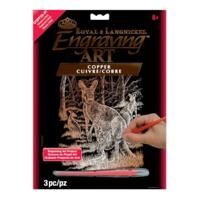Image of Royal &amp; Langnickel Copper Engraving Art A4 Size Kangaroo and Baby Designed Painting Set