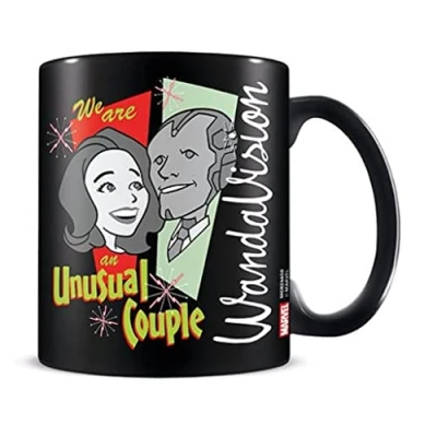 Image of Pyramid International Wandavision Mug in Presentation Gift Box (Unusual Couple Design) 11oz Ceramic Official Merchandise, MGB26650, Black