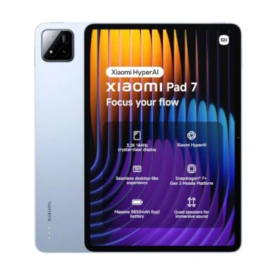 Image of Xiaomi Pad 7, 11.2 Inch Tablet, 8+256GB, Blue, 8850mAh battery, 45W turbo charging, HyperAI,2 year warranty(No power adapter included)