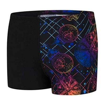 Image of Speedo Star Wars Digital Allover 1 Leg Aquashort Swimsuit, Children, boys, Swim Briefs, 8 33162D827, Black, Cosmo, Psycho Red, Mango, White, 15 16