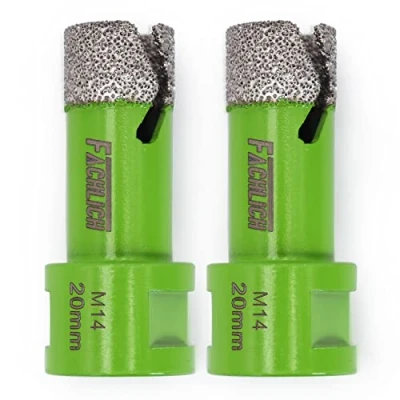 Image of FACHLICH Diamond Core Drill Bits 20mm Porcelain Hole Saw 2pcs Vacuum Brazed for Tile Ceramic Granite Marble
