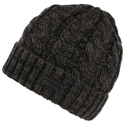 Image of Regatta Harrell III Acrylic Cable Knit Fleece Lining Hat Headwear Black, Sgl