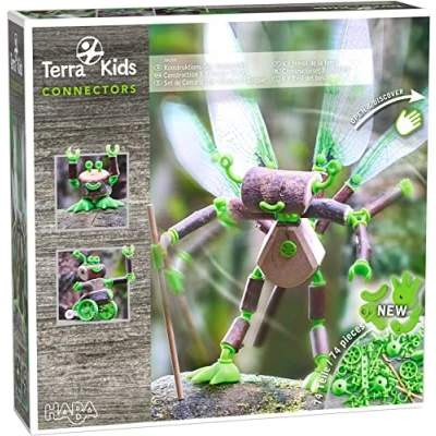 Image of HABA 306308 Terra Kids Connectors Construction Kit Forest Heroes 74 pieces Stimulates imagination and Creativity, Ages 8 Up