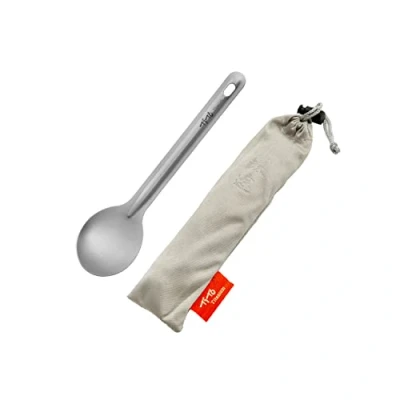 Image of TiTo Bright Colorful Titanium Spork for Outdoor Camping Light Weight Spoon Travel Home with Cloth Bag (Sandlasting Spoon)