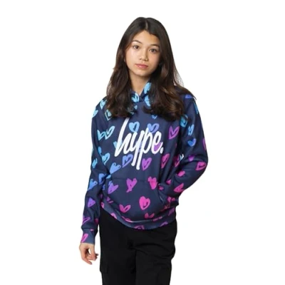 Image of Hype Girls Multi Scribble Hearts Hoodie