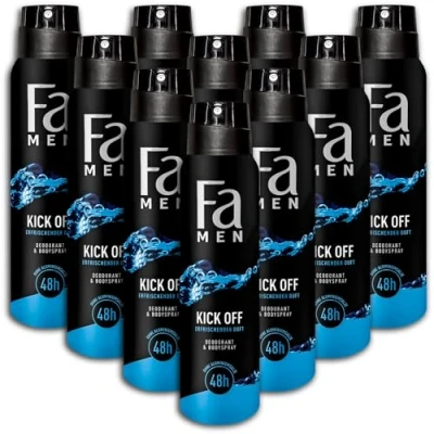 Image of Pack of 10 Fa Men Deodorant &amp; Body Spray Kick Off x 150 ml