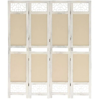Image of vidaXL 4 Panel Room Divider Cream 140x165 cm Fabric