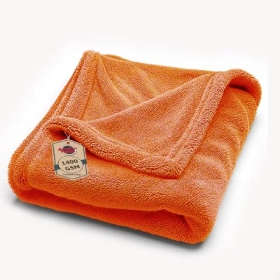 Image of Detailers United Hydro Hoover Professional Grade Plush Microfibre Car Drying Towel 1400GSM (40 x 40) (Orange) For Fast Streak Free and Detailing