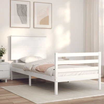 Image of vidaXL Bed Frame without Mattress White Single Solid Wood Pine