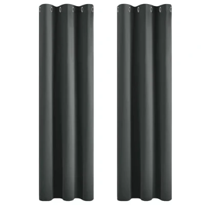 Image of Deconovo Noise Reducation Curtains Eyelet Blackout Ring Top Nursery for Wedding Dark Grey 42 x 72 Inch 2 Panels