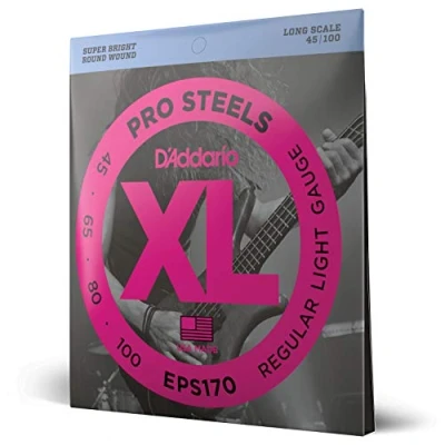 Image of D&#039;Addario XL ProSteels Bass Guitar Strings EPS170 Long Scale Regular Light, 45 100