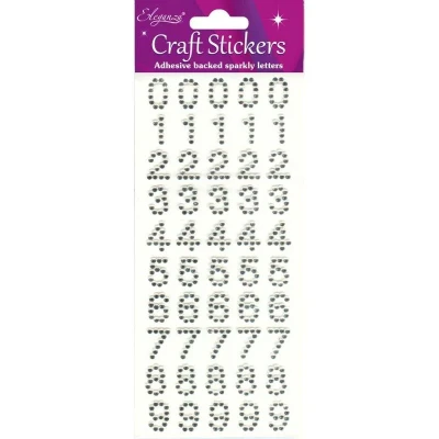 Image of Oaktree Crafts Elegance 50 stickers with Numbers, Silver Color