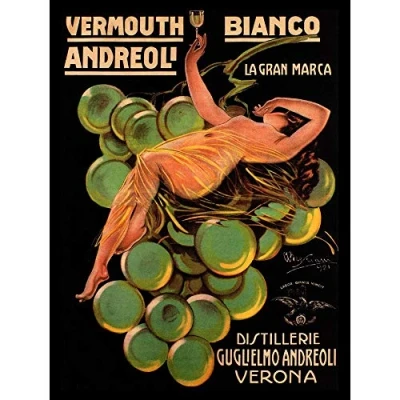 Image of Wee Blue Coo Vermouth Andreoli Verona Italy Vintage Advertising Retro Art Print Poster Wall Decor 12X16 Inch