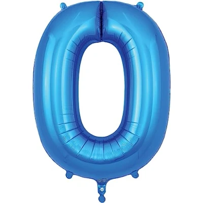 Image of Oaktree UK 34&quot; Blue Number 0 Foil Balloon
