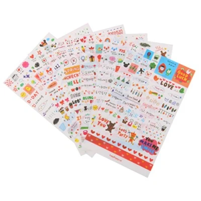 Image of 6 Sheets of Adhesive Stickers Cartoon Calendar Decoration Scrapbooking Album