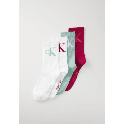 Image of Calvin Klein Underwear Women Monogram ECOM 4 PACK Socks, Women&#039;s, Size: 2.5 5, Berry red/jade green