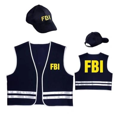 Image of Widmann 58958 FBI Costume Vest and Hat Medium/Large