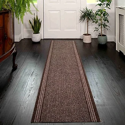 Image of eXtreme Carpet Runner for Hallways, Kitchen, and Living Room Lightweight, Washable, Non Slip Custom Length Narrow Rug PVC Rubber Backed 66cm Wide x 213cm Long Brown