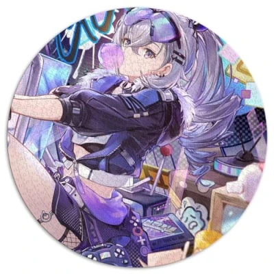 Image of 1000 Piece Jigsaw Puzzles,Honkai Star Rail Silver Wolf,Round Puzzle,for Adults &amp; Kids Age 12 Up,Cardboard puzzles,Family Games Christmas Birthday Gifts size，67.5x67.5