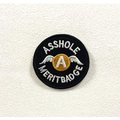 Image of Asshole Meritbadge Badge Clothes Iron on Sew Embroidered Patch appliqué