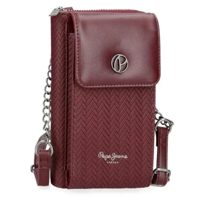 Image of Pepe Jeans Sprig Messenger Bag Mobile Phone Case Red 11x20x4cm Faux leather by Joumma Bags, red, One Size, Shoulder