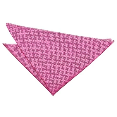 Image of DQT Men Pink Solid Plain Stripe Floral Paisley Polka Dot Pocket Square Greek Key Fuchsia