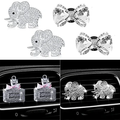 Image of 4 Pack Car Air Fresheners for Women, Accessories Fresheners, Bling Accessories, Women (Bow elephant)
