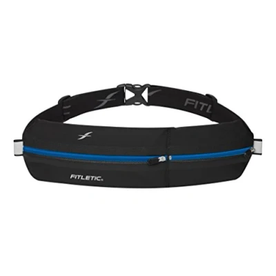 Image of Fitletic Waterproof Phone Pouch Bum Bag Ideal Bolt Running Belt with 2 Pockets and Adjustable Strap Durable Waist for Men &amp; Women Multipurpose Anti Theft Outdoor Activities (Black Blue)