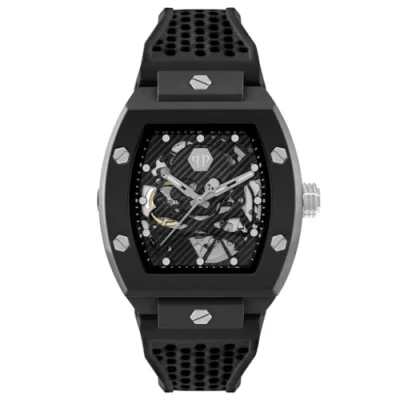 Image of Philipp Plein Men&#039;s Watch Analogue Automatic The Skeleton Ecoceramic, Black/Silver Pwvba0423