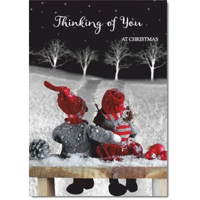 Image of doodlecards Thinking Of You Christmas Card Couple at Night Medium Size for with Plain Envelope
