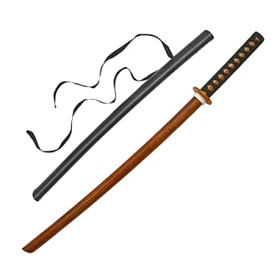 Image of Martial Arts Adults Red Oak Roped Wooden Bokken With Plastic Scabbard